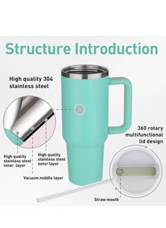 TIGER Insulated Tumbler with Handle – Stainless Steel, Leak-Proof Lid & Straw, Vacuum Insulated, Keeps Drinks Cold & Hot for Hours, Reusable  - Image 3