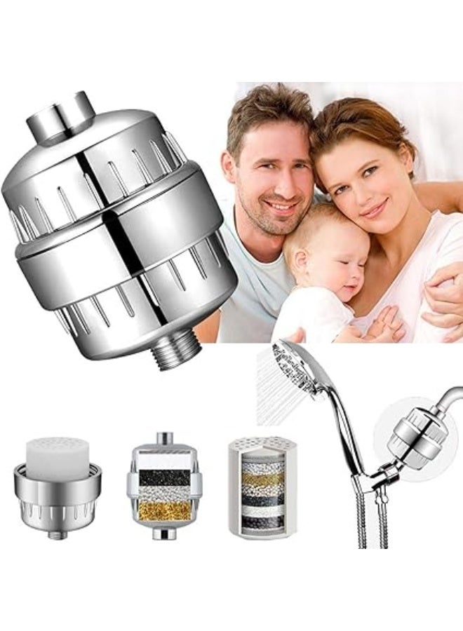 فلتر دش محمول يدوي قابل للاستبدال لإزالة الكلور والشوائب – منقي مياه عالي الكفاءة لتحسين نعومة البشرة والشعر – رأس دش بضغط قوي مع خرطوشة ترشيح متعددة الطبقات – مناسب للمنزل والفنادق - Image 4