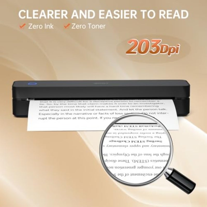 MT610 Portable Wireless Thermal Printer, A4, Bluetooth, Black - Image 4