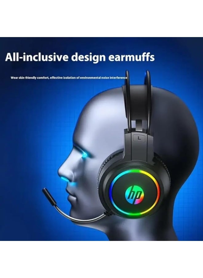 اتش بي سماعة ألعاب H100 USB بصوت محيطي 7.1 - تأثير إضاءة RGB ملونة - لطيفة على البشرة وجيدة التهوية - ميكروفون قابل للتعديل مع خاصية إلغاء الضوضاء - مكبرات صوت 50 مم - لأجهزة الكمبيوتر الشخصية و PS4 | أسود - Image 4