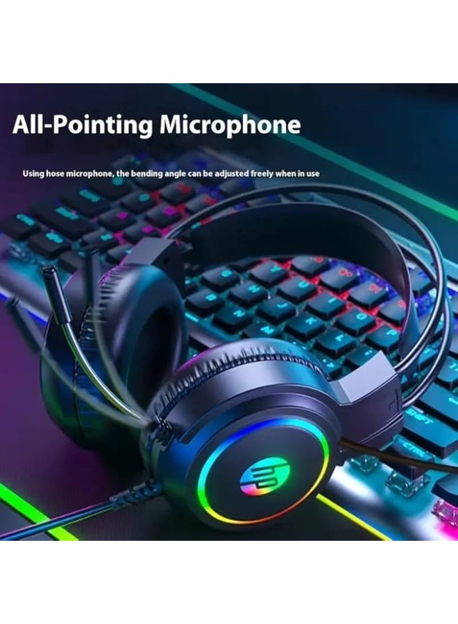 اتش بي سماعة ألعاب H100 USB بصوت محيطي 7.1 - تأثير إضاءة RGB ملونة - لطيفة على البشرة وجيدة التهوية - ميكروفون قابل للتعديل مع خاصية إلغاء الضوضاء - مكبرات صوت 50 مم - لأجهزة الكمبيوتر الشخصية و PS4 | أسود - Image 3