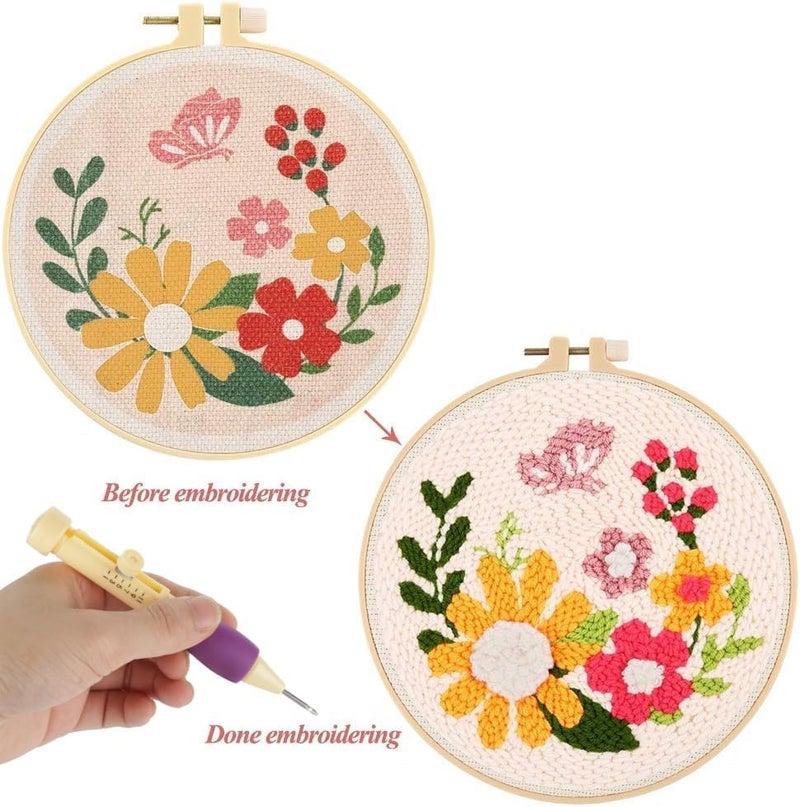 Gemsy Punch Needle Set for Embroidery with 3 Needles & Threaders – Adjustable Embroidery Pen – DIY Needlework Tool Kit for Dimensional, Ribbon, Satin Stitch, and Loop Embroidery - Image 2