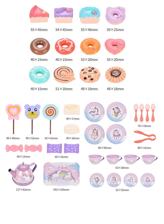 joyzzz مجموعة الشاي للفتيات الصغيرات، هدية عيد ميلاد للأعمار 3 4 5 6 سنوات، ألعاب الأطفال الصغار مجموعة حفلات الشاي للفتيات الصغيرات، لعبة التظاهر بالمطبخ للأميرات مع مجموعة شاي القصدير - Image 5