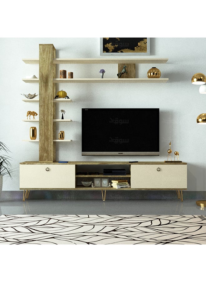 Stylish Home Wooden and beige TV table - TV07 40x200x185 cm - Image 2