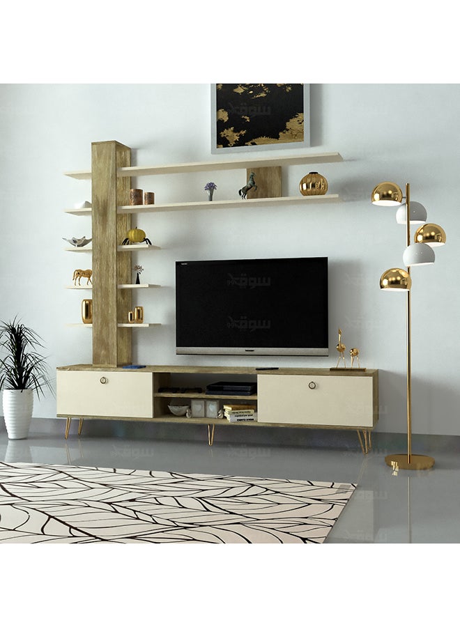 Stylish Home Wooden and beige TV table - TV07 40x200x185 cm - Image 1