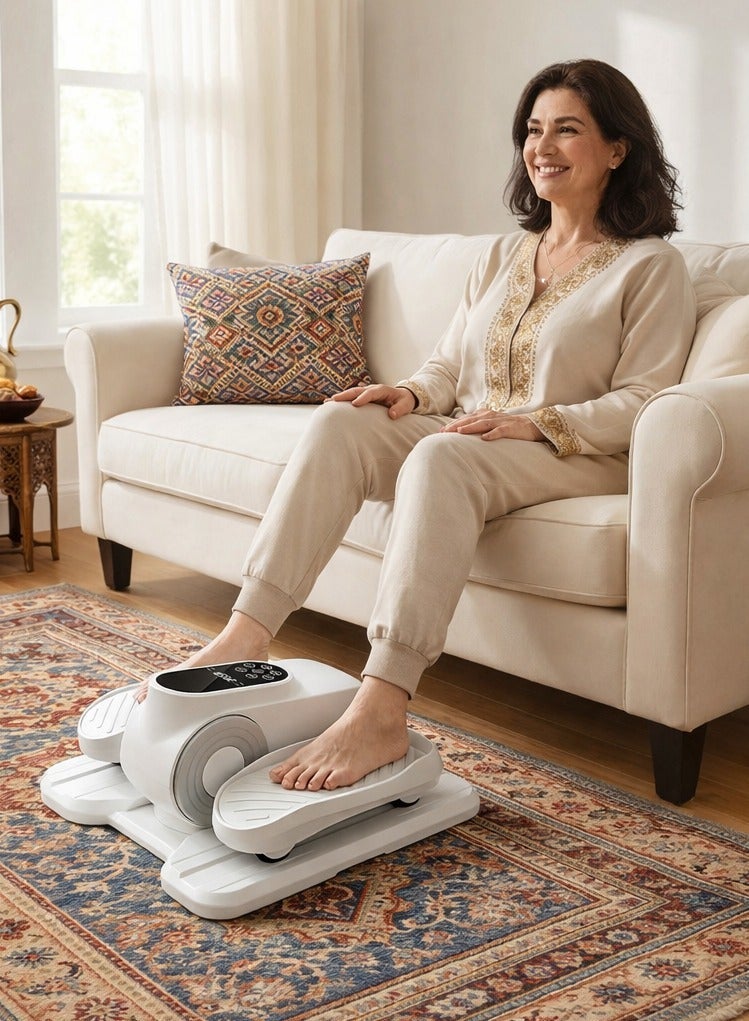 WALALLA Under Desk Elliptical Exercise Machine, Electric Ellipse Leg Exerciser As Seen On TV, 12 Speed Foot Leg Exerciser While Sitting for Seniors, Portable Mini Seated Pedal Exerciser for Home Office - Image 1