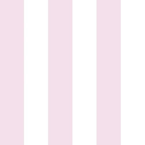 STICKEEP Pink Stripe Wallpaper Peel and Stick Thick Geometric Wall Paper Self Adhesive Vinyl Striped Wallpaper for Bathroom Waterproof Pink and White Contact Paper for Walls Bedroom Decor 17.5"x120" - Image 1