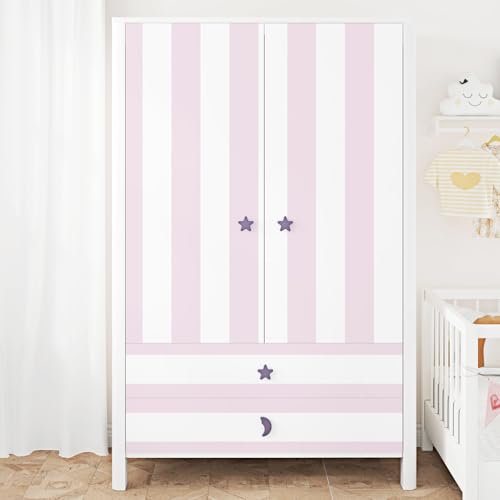 STICKEEP Pink Stripe Wallpaper Peel and Stick Thick Geometric Wall Paper Self Adhesive Vinyl Striped Wallpaper for Bathroom Waterproof Pink and White Contact Paper for Walls Bedroom Decor 17.5"x120" - Image 5