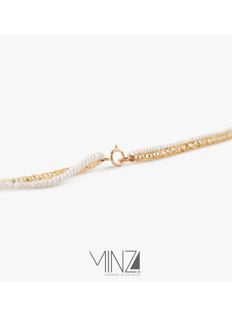 Minza “Elena” Women’s Necklace, Pure 18K Gold Circle Pendant with Pearl & Czech Beads, Handmade Adjustable Necklace for Women, Jewelry for Casual & Special Occasion. - Image 5
