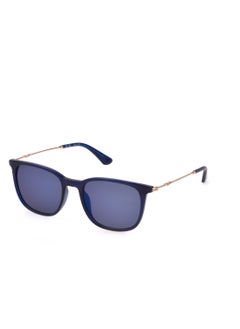 POLICE Men's Square Shape Polarized  Sunglasses SPLL77M536G5P - Lens Size: 53 Mm - Shiny Transp.Blue  - Image 1