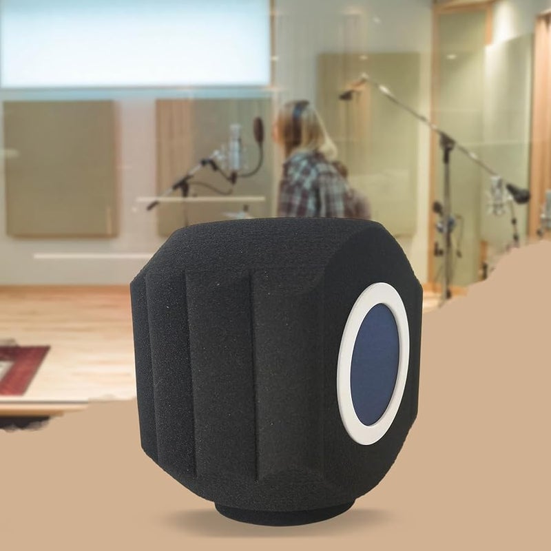 White Frame Blue Mesh Reusable Microphone Windscreen Foam Filter Cover for Podcasters Vocalists Noise Reduction - Image 3