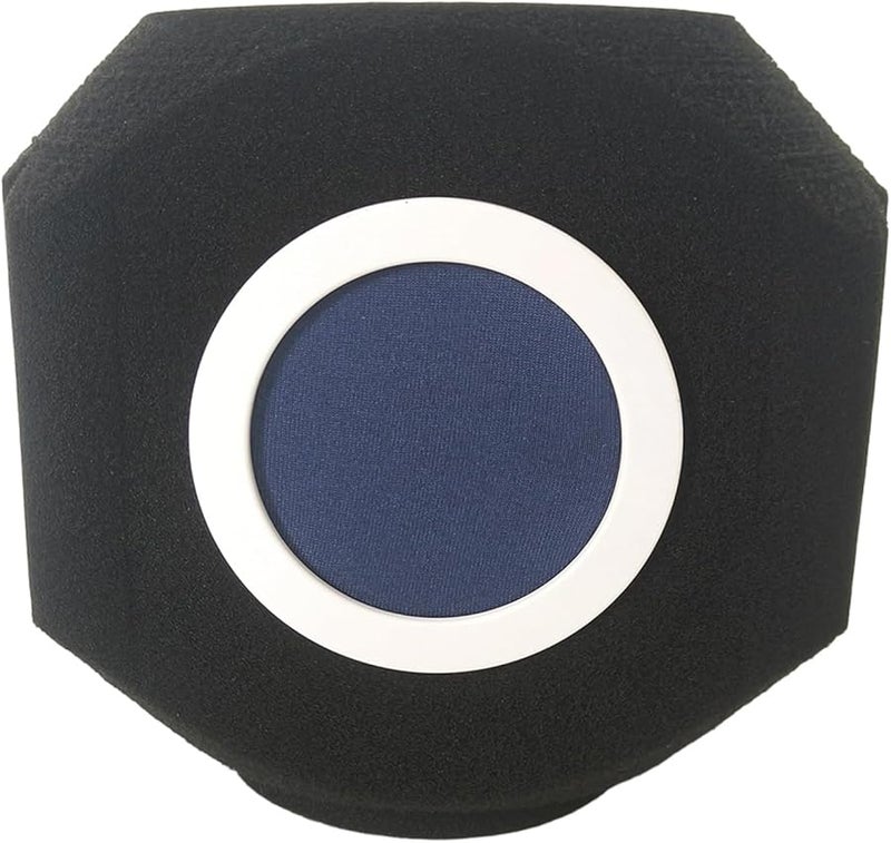 White Frame Blue Mesh Reusable Microphone Windscreen Foam Filter Cover for Podcasters Vocalists Noise Reduction - Image 2