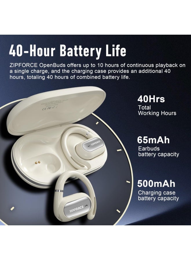 ZIPFORCE True Wireless Earbuds, Headphones 4-Mics ENC Clear Call, Open-Ear Bluetooth 5.3, Bluetooth Earbuds Touch Control, IPX6 Waterproof TWS, Light-Weight Earphones - Image 2