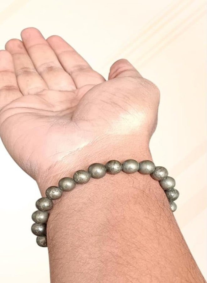 Agatesvibe سوار أغيتسفايب "البيريت الأصلي المعتمد" | سوار من حجر البيريت الحقيقي للرجال والنساء | سوار طاقة من البيريت الذهبي (عبوة من قطعة واحدة) - Image 3