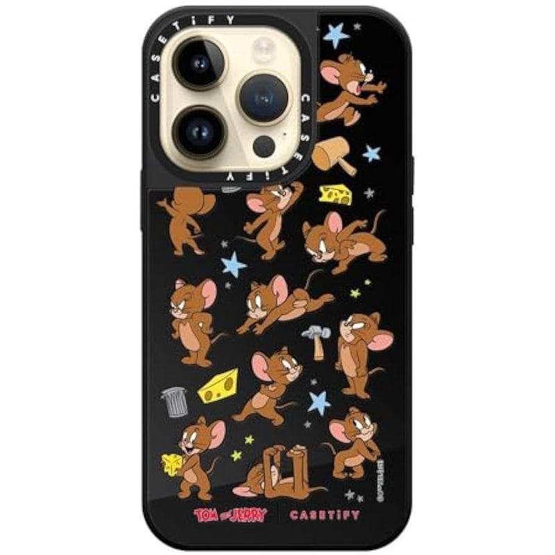 Casetify Mirror Case for iPhone 14 Pro 【Tom and Jerry Colab/Reflective / 4.9ft Drop Protection/Compatible with Magsafe】 - Jerry Pattern - Black on Black - Image 3
