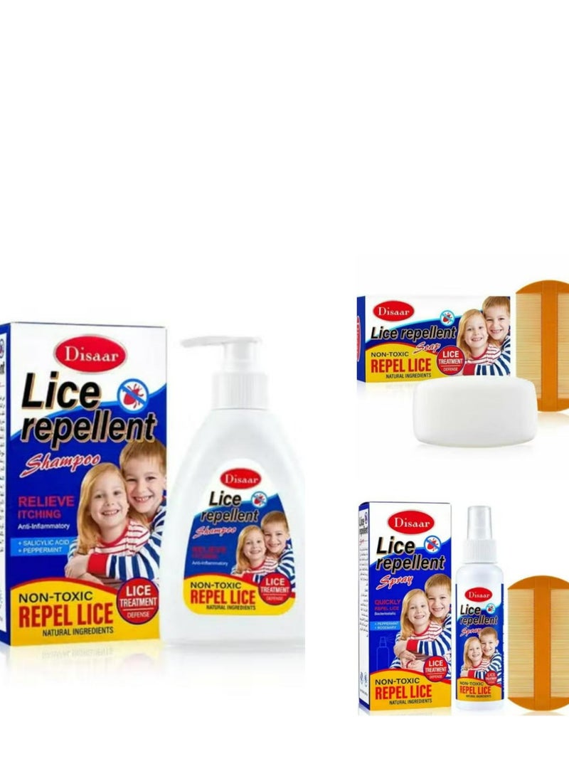 Disaar The Best set Lice For Repellent, Shampoo 300ml+ Spray 120 ml + Lice Repellent Soap 100g - Image 1