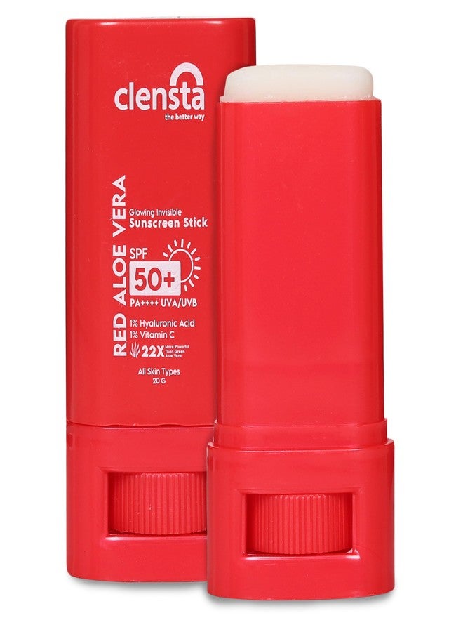 Clensta Red Aloe Vera Spf 50 Sunscreen Stick Pa++++, Uva/Uvb Rays Protection With Hyaluronic Acid & Vitamin C For Hydrating, Deep Moisturizing & Skin For Women & Men - All Skin Types, 20 Gm - Image 1