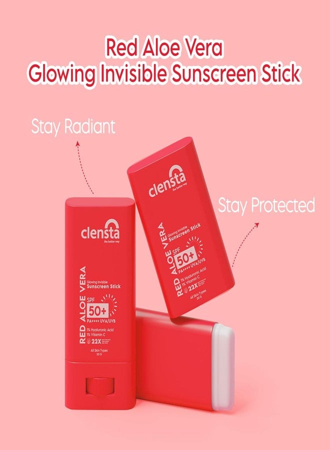 Clensta Red Aloe Vera Spf 50 Sunscreen Stick Pa++++, Uva/Uvb Rays Protection With Hyaluronic Acid & Vitamin C For Hydrating, Deep Moisturizing & Skin For Women & Men - All Skin Types, 20 Gm - Image 3