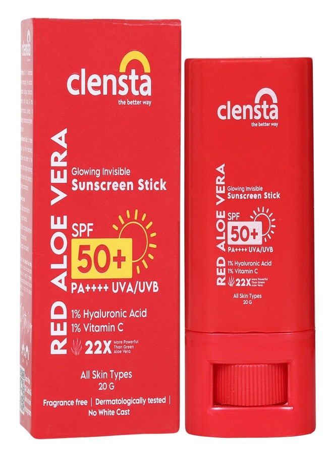 Clensta Red Aloe Vera Spf 50 Sunscreen Stick Pa++++, Uva/Uvb Rays Protection With Hyaluronic Acid & Vitamin C For Hydrating, Deep Moisturizing & Skin For Women & Men - All Skin Types, 20 Gm - Image 2