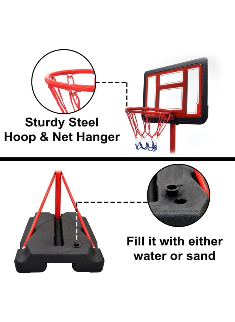 Sky Land Basketball Hoop and Stand Set, Adjustable Height 145 250 cm for Indoor/Outdoor Fun Sport Activity Game for Children EM 1869, Red  - Image 3