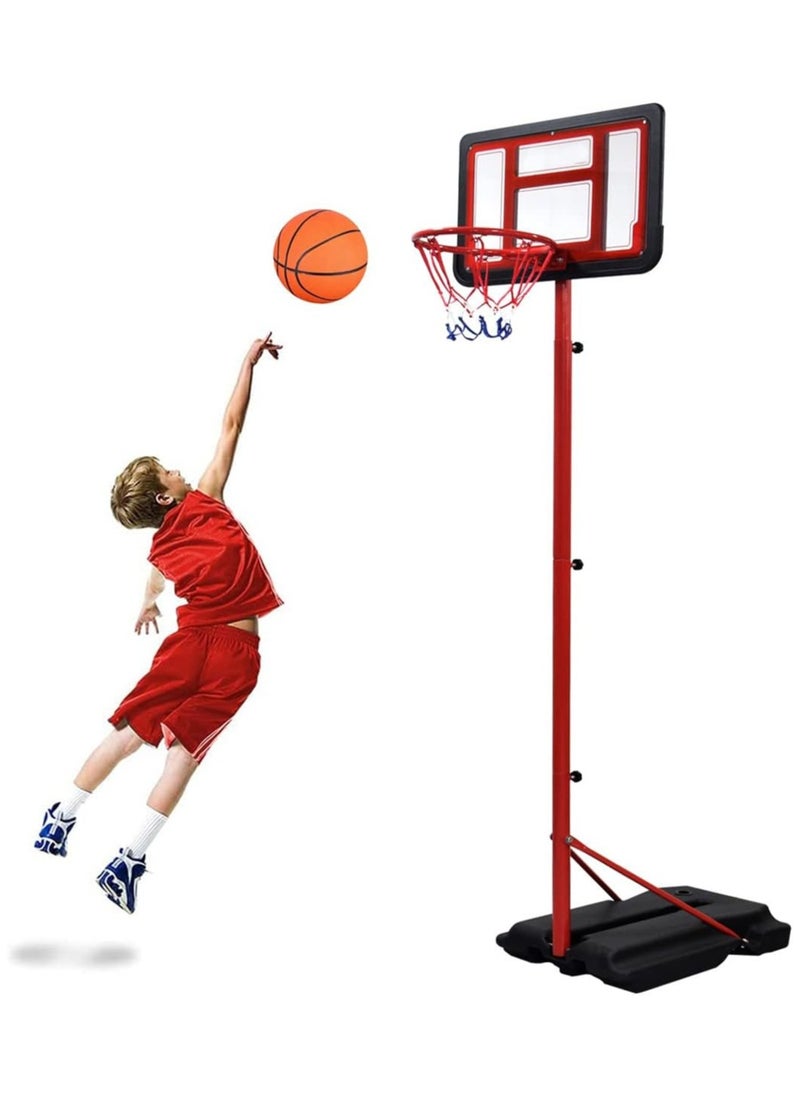 Sky Land Basketball Hoop and Stand Set, Adjustable Height 145 250 cm for Indoor/Outdoor Fun Sport Activity Game for Children EM 1869, Red  - Image 1
