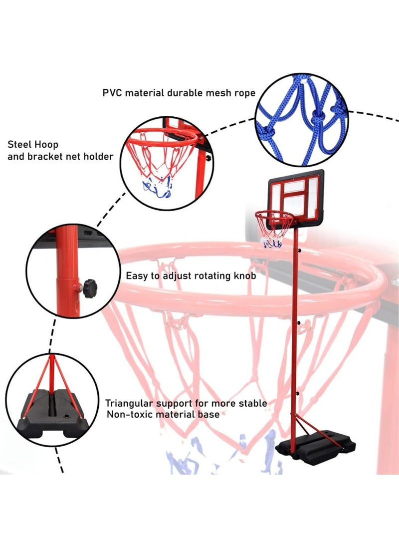 Sky Land Basketball Hoop and Stand Set, Adjustable Height 145 250 cm for Indoor/Outdoor Fun Sport Activity Game for Children EM 1869, Red  - Image 2