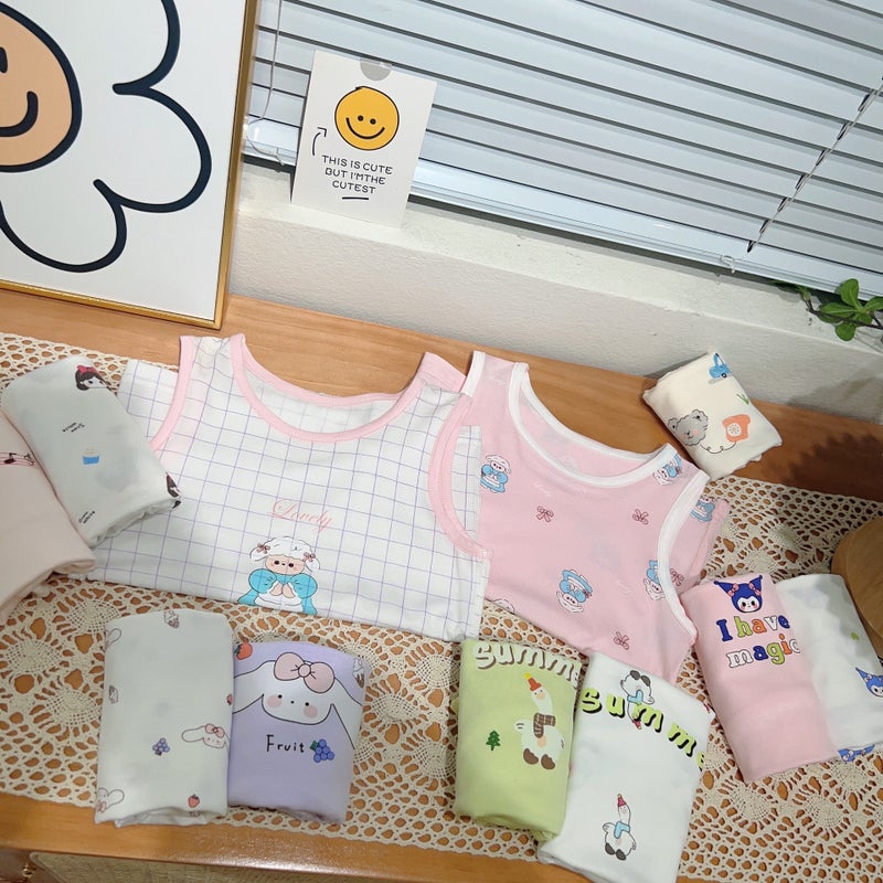Green Bol Class A Spot Kidsren'S Combination Modal Wide Shoulder Kidsren'S Vest Cartoon Base Layer - Image 2