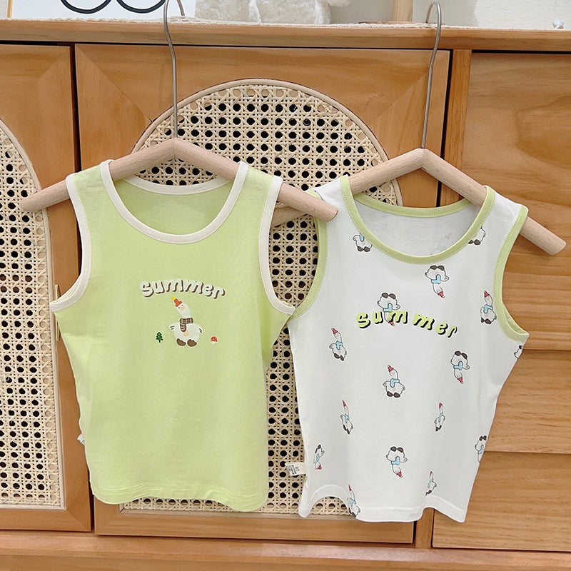 Green Bol Class A Spot Kidsren'S Combination Modal Wide Shoulder Kidsren'S Vest Cartoon Base Layer - Image 5