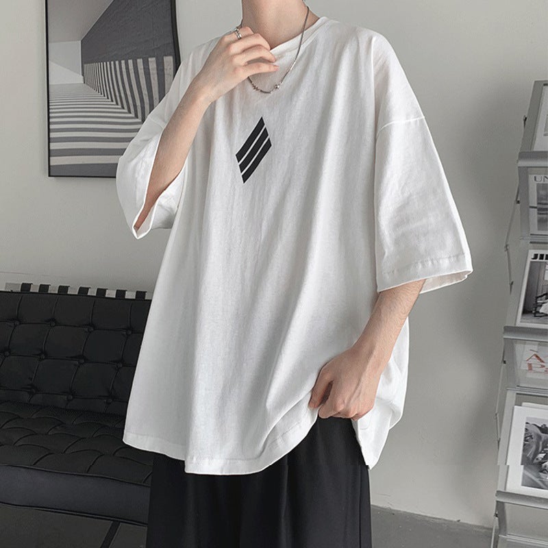 Short-Sleeved T-Shirt Men'S Trendy Brand Loose Korean Casual T-Shirt Hong Kong-Style Handsome Trendy Half-Sleeved Top - Image 3