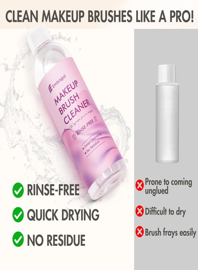 Embagol Makeup Brush Cleaner, Easily Remove Stubborn Makeup, Dirt & Impurities from Makeup Brushes, Rinse-Free & Quick Drying & Vegan & Cruelty-Free(250ml/8.45 fl oz) - Image 2