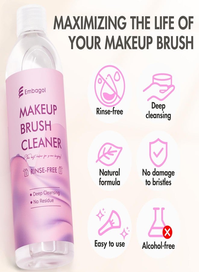 Embagol Makeup Brush Cleaner, Easily Remove Stubborn Makeup, Dirt & Impurities from Makeup Brushes, Rinse-Free & Quick Drying & Vegan & Cruelty-Free(250ml/8.45 fl oz) - Image 4