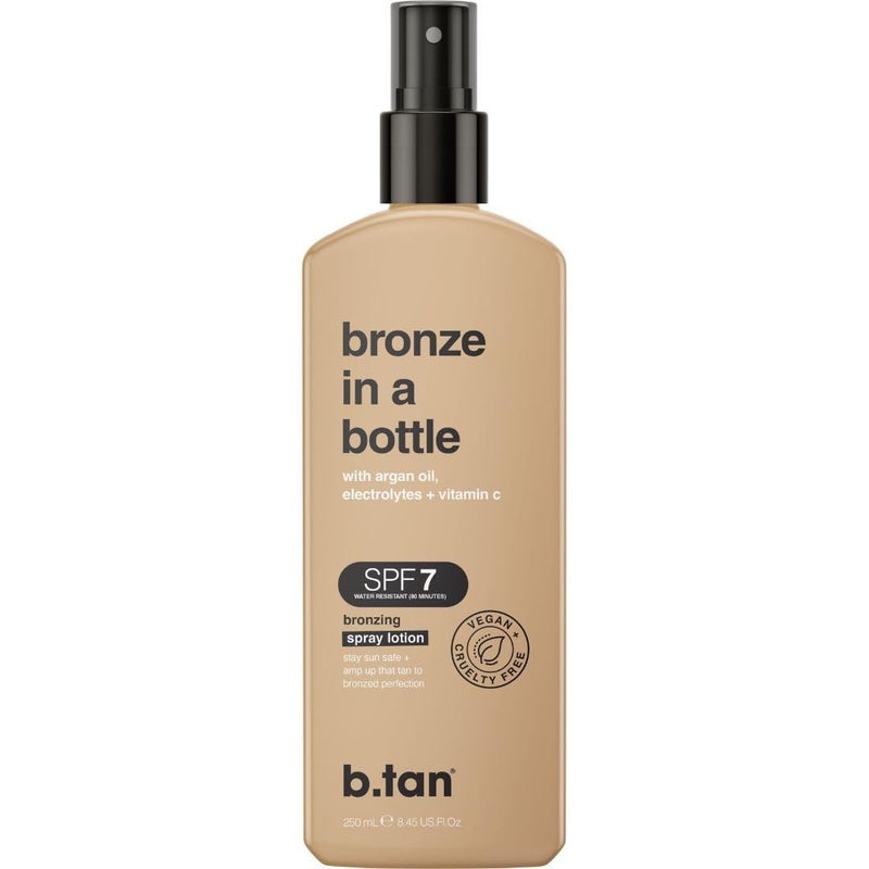 b tan ب.تان لوشن رذاذ الشمس SPF 7 | برونز في زجاجة - أفضل مكثف تان، معزز برونزي خارجي، محشو بزيت الأركان، الإلكتروليتات، وفيتامين C، علامة تجارية أسترالية، 8.45 أونصة سائلة - Image 1