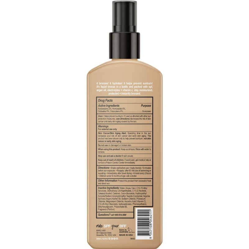 b tan ب.تان لوشن رذاذ الشمس SPF 7 | برونز في زجاجة - أفضل مكثف تان، معزز برونزي خارجي، محشو بزيت الأركان، الإلكتروليتات، وفيتامين C، علامة تجارية أسترالية، 8.45 أونصة سائلة - Image 2