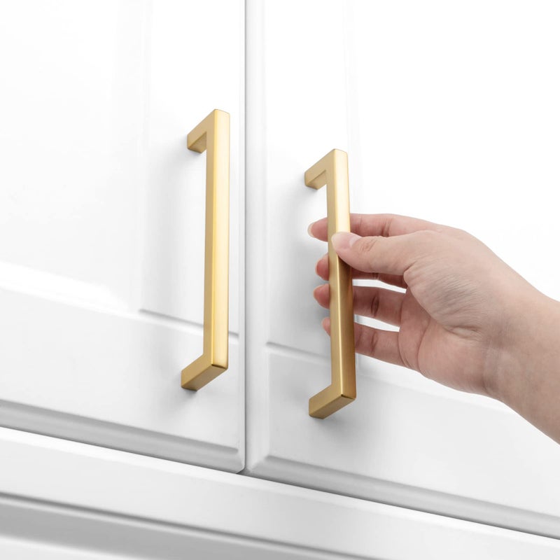 KOOFIZO Solid Square Brushed Gold Kitchen Cabinet Handles Gold Cabinet Pulls, 10 Pack 5 Inch Gold Hardware for Kitchen Cabinets Drawers Dresser Cupboard Bedroom Bathroom - Image 4