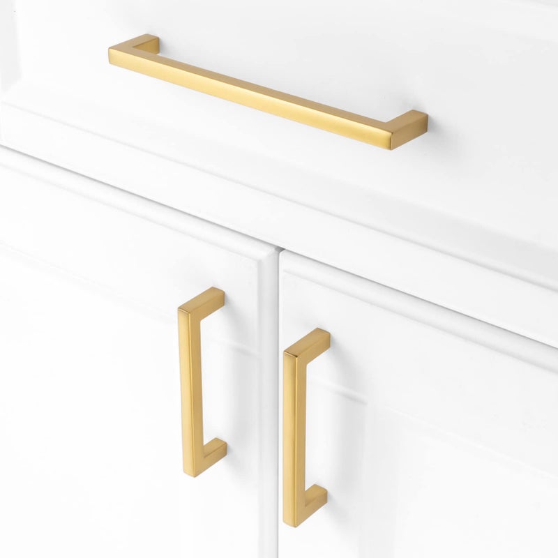 KOOFIZO Solid Square Brushed Gold Kitchen Cabinet Handles Gold Cabinet Pulls, 10 Pack 5 Inch Gold Hardware for Kitchen Cabinets Drawers Dresser Cupboard Bedroom Bathroom - Image 3