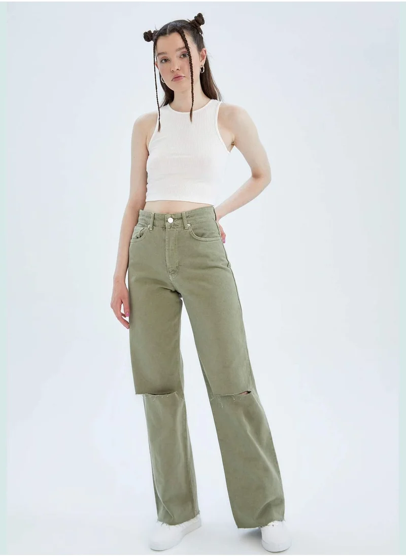 ديفاكتو High Waisted Distressed Culottes