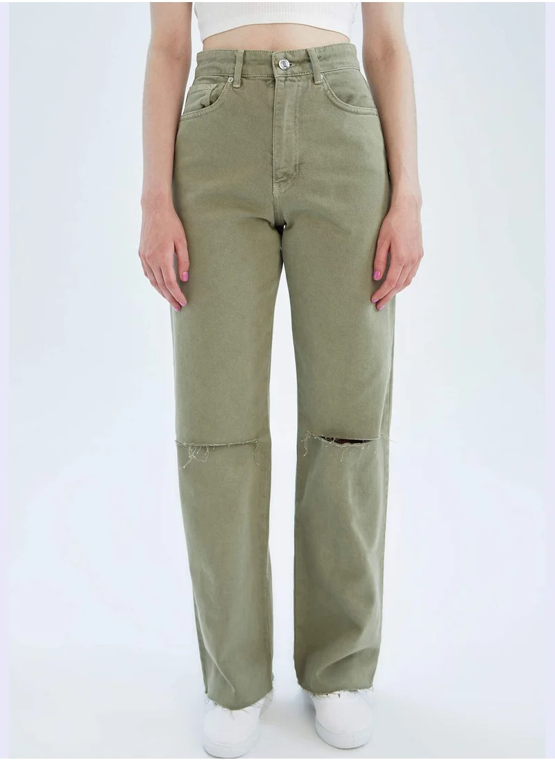 ديفاكتو High Waisted Distressed Culottes