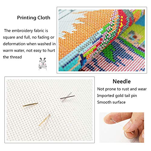 CROSSDECOR Stamped Cross Stitch Kits Full Range of Easy Patterns Embroidery Starter Kits for Adults，Printed Cross-Stitch Kits for Home Decor DIY 11CT 3 Strands-Birds and flowers，24x10.2 inch - Image 3