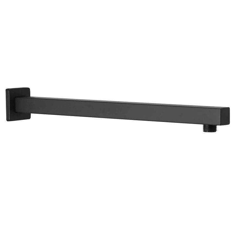 BESy 16 Inches Straight Extended Shower Arm With Flange, Rain Shower Head Extension Arms, Square Shower Rod Shower Head Extender Arm Shower Pipe Extension, Wall-Mounted Matte Black Stainless Steel - Image 1