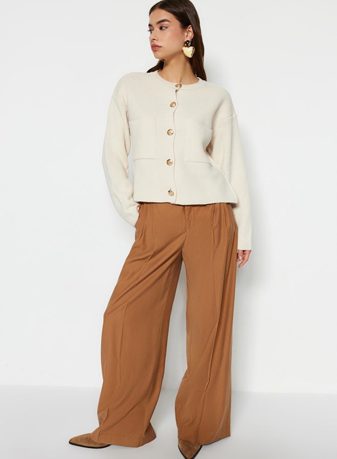 trendyol Ecru Button Detailed Jacket-Looking Knitwear Cardigan - Image 3