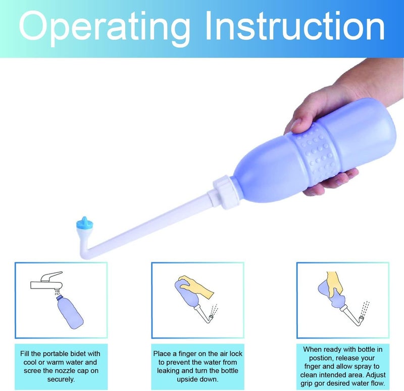 SHOWAY ECVV 650 ml Large Portable shattaf Bidet Bottle Handheld Travel Toilet shataf Hand Spray Seat Water-Blue - Image 5