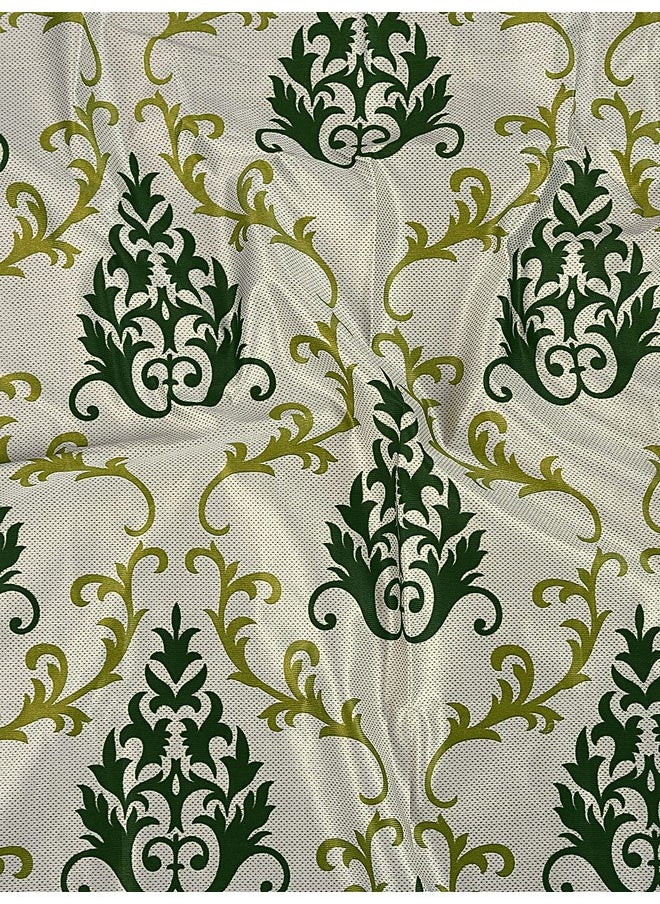 Cortina - Cortina 1 Piece Damask Design Panel Eyelet Polyester Window Curtain - 5-Feet, Green - Image 1