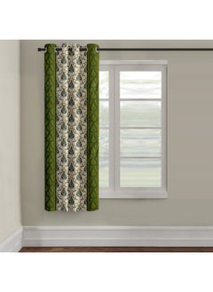 Cortina 1 Piece Damask Design Panel Eyelet Polyester Window Curtain - 5-Feet, Green