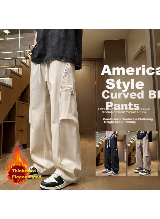 Dingfengbaoluo Men's American Workwear Pants Spring Outdoor Patchwork Casual Curved Blade Long Pants Msz60jr Khaki L - Image 1