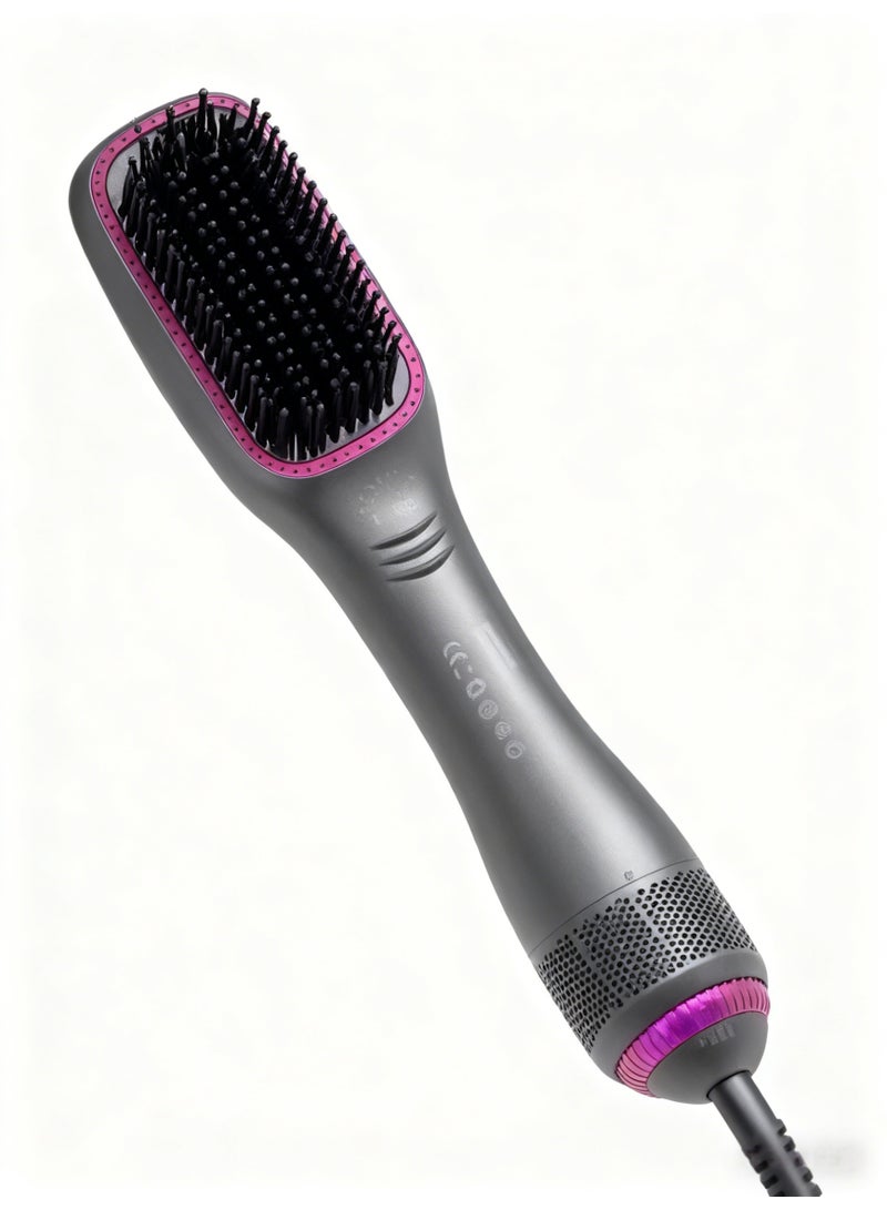 3 in 1 Professional Hair Dryer Brush - 1200 Watt Ceramic Dryer & Styler | Fast Drying & Styling Tool (Grey/Pink) - Image 1