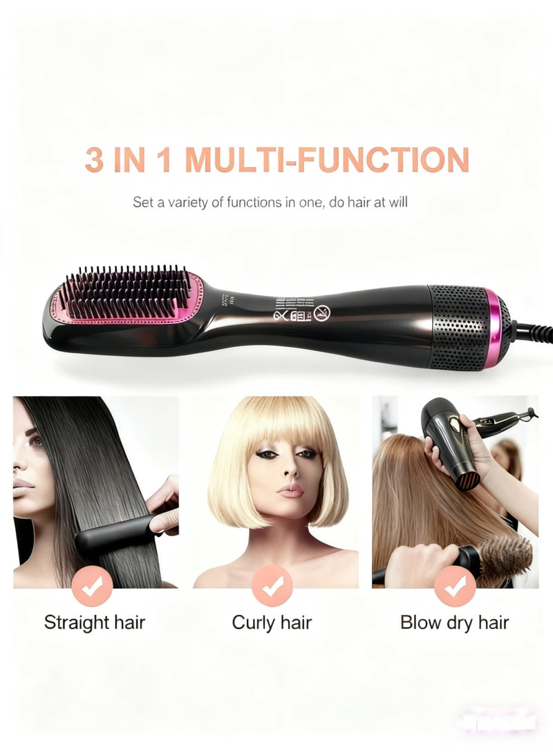 3 in 1 Professional Hair Dryer Brush - 1200 Watt Ceramic Dryer & Styler | Fast Drying & Styling Tool (Grey/Pink) - Image 2