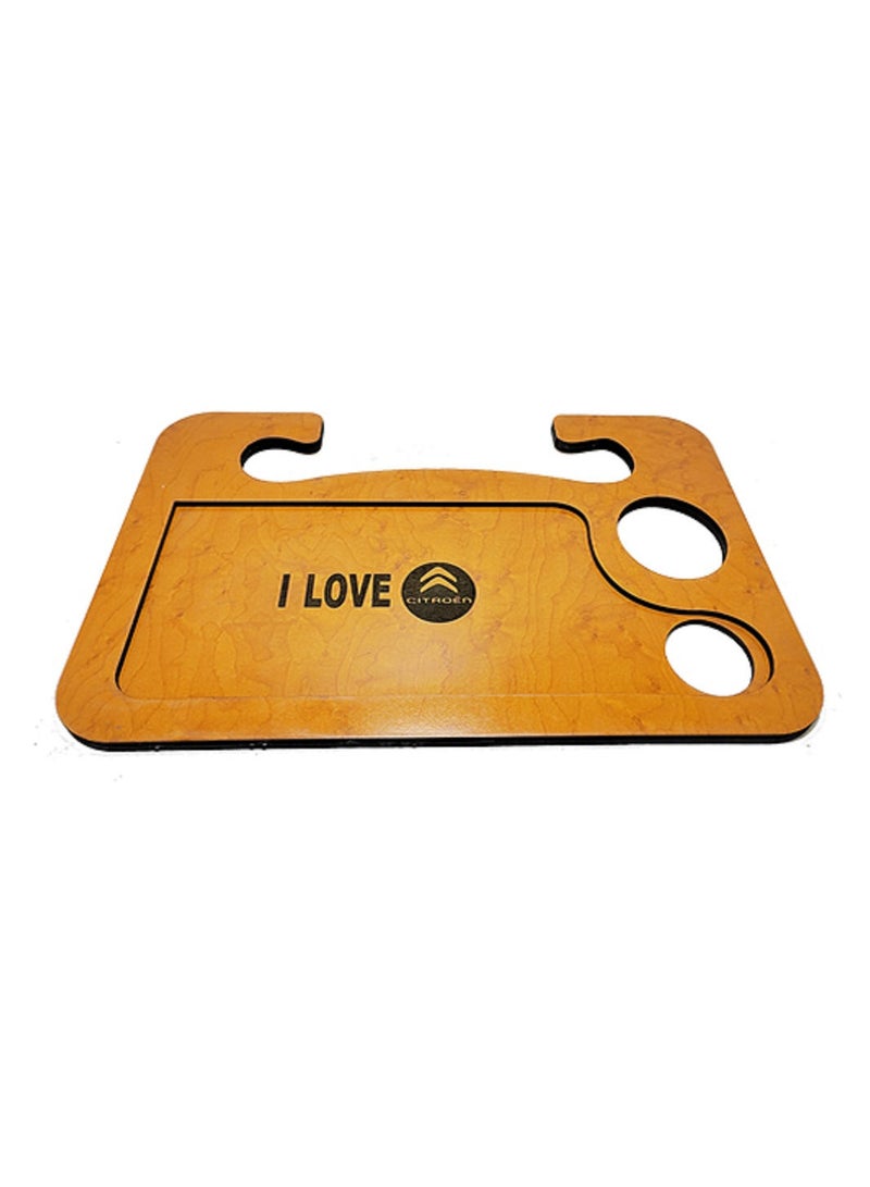 Tray for food, drinks and wood accessories for the multi-use car, food stand and laptop stand - Citroen I LOVE laser engraving - length 42 cm, width 26.5 cm, height 10 mm