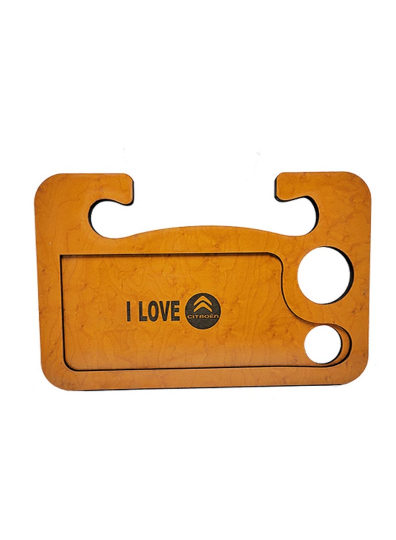 Tray for food, drinks and wood accessories for the multi-use car, food stand and laptop stand - Citroen I LOVE laser engraving - length 42 cm, width 26.5 cm, height 10 mm