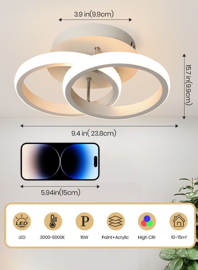 YATAI LIGHTING Modern LED Ceiling Light Flush Mount for Bedroom - Modern Round Dimmable Fixture with Adjustable Lighting, Three Color Temperature, and 16W Power - Image 2