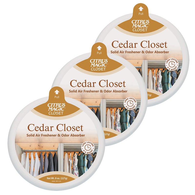 Citrus Magic Citrus Magic Odor Absorbing Solid Air Freshener for Closets, Cedar, 8-Ounce, Pack of 3 